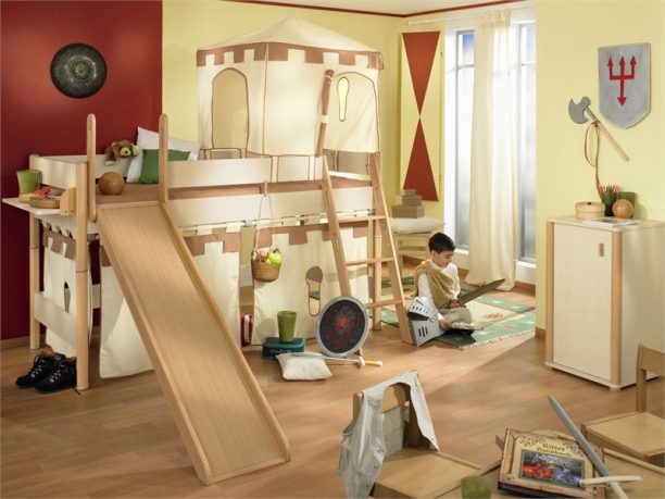Cool Play Beds for Kids Room Design with Castle Decor