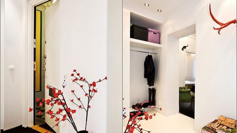 Corner Room with Red Branches Decorations Ideas