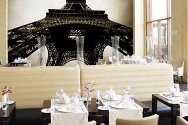 Eiffel Tower Wallpaper Decoration in Restaurant