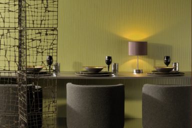 Green Textured Wallpaper Design in Dining Room