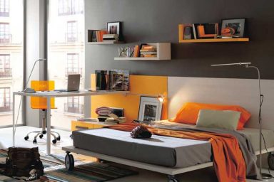 Grey and Orange Modern Teen Bedroom Color