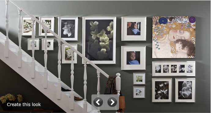 Hanging Photos in Grey Wall at the Side of Staircase