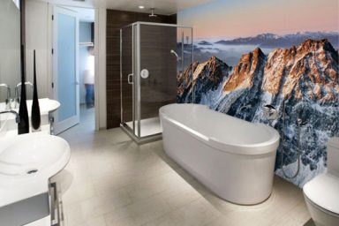 Ice Montain Wall Decor in Modern Bathroom by Eazywallz