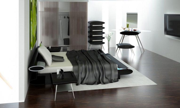 Modern Bedroom with LCD TV