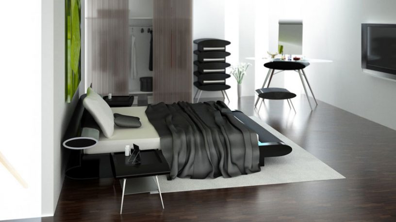 Modern Bedroom with LCD TV