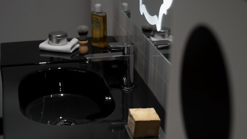 Modern Black Ceramic Sink Detail Pict