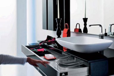 Modern Black Sink Design with Built in Storage Under it