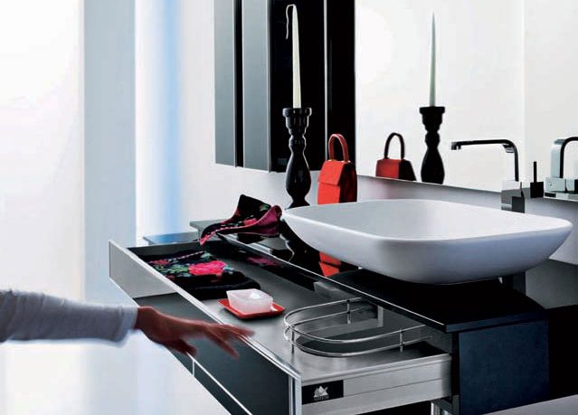 Modern Black Sink Design with Built in Storage Under it