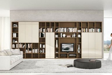 Modern Brown and Cream Shelves with TV Stand