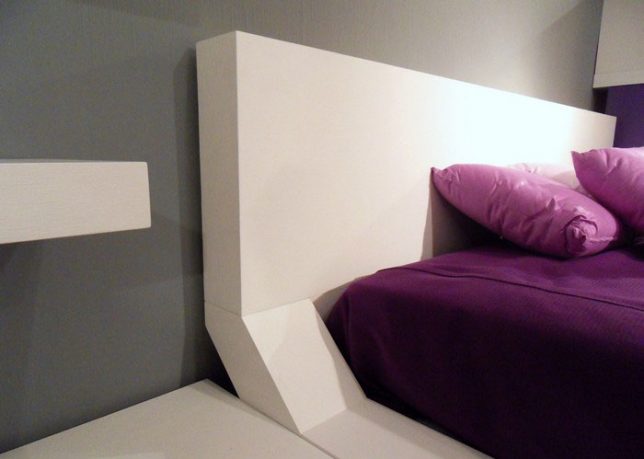 Modern White Bedroom Furniture on Purple