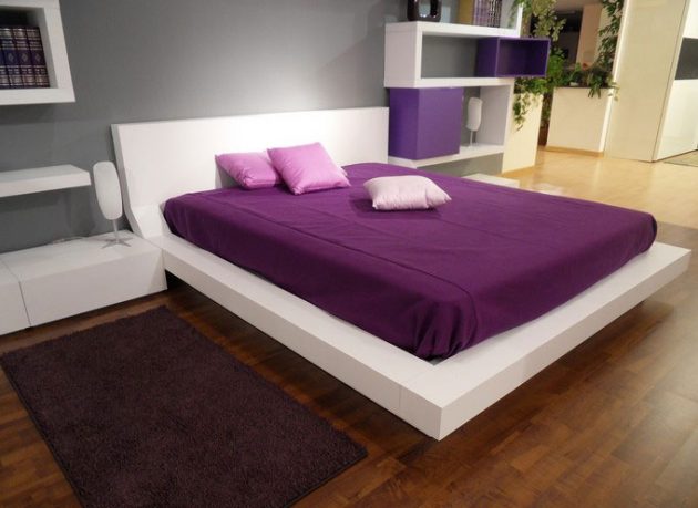 Modern White and Purple Bedroom Design Ideas