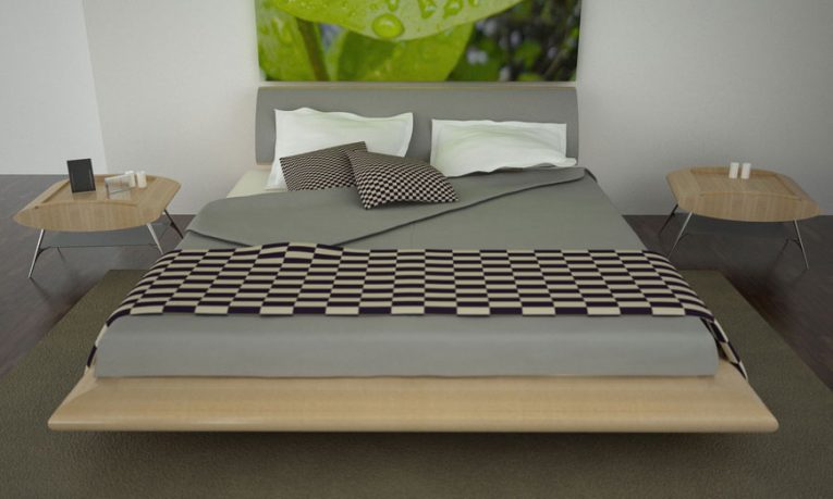 Modern and Elegant Bedroom with Black White Tile Bed Cover
