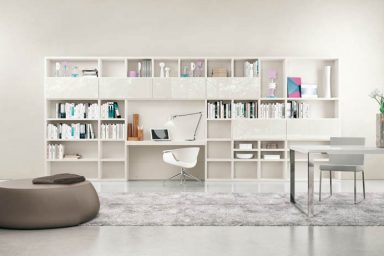 Modern and Minimalist White Shelves in Work Space