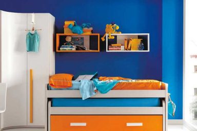 Orange and Blue Sliding Bed for Kids