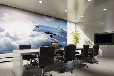 Plane in the Sky Photos Wallpaper Deor for Meeting Room