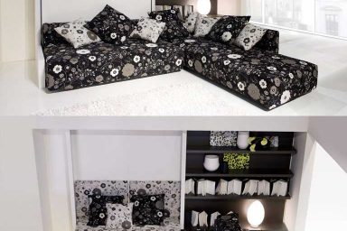 Sofa Cum Bed with Flower Cover Design
