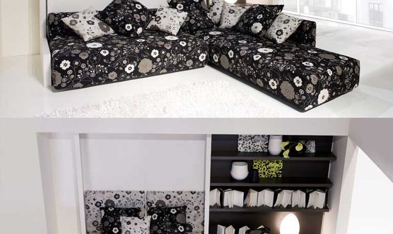 Sofa Cum Bed with Flower Cover Design