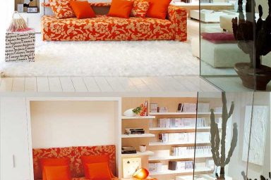 Space Saving Orange Sofa Bed for Bedroom