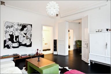 Techy Comic Wall Open Living Room View White Color Pops