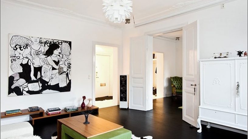Techy Comic Wall Open Living Room View White Color Pops