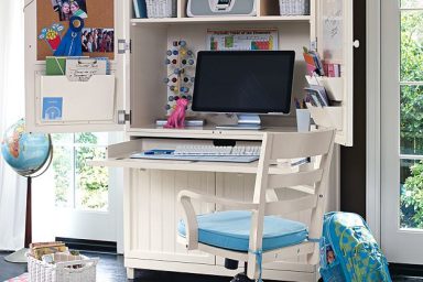 Utility Study Rooms with Mac Desk and Blue Chairs