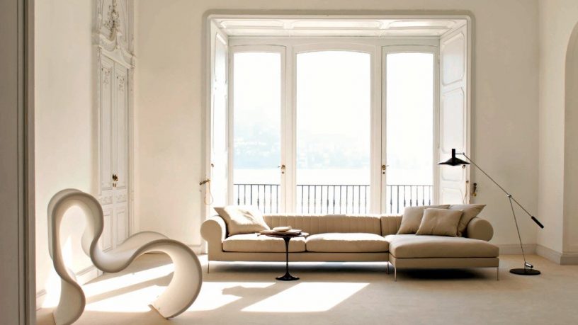 Beige and Bright Living Room with Terrace