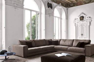 Modern and Minimalist Living Room with Brown Sofas