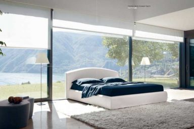 Cozy White Bedroom with Glass Wall Inspiration