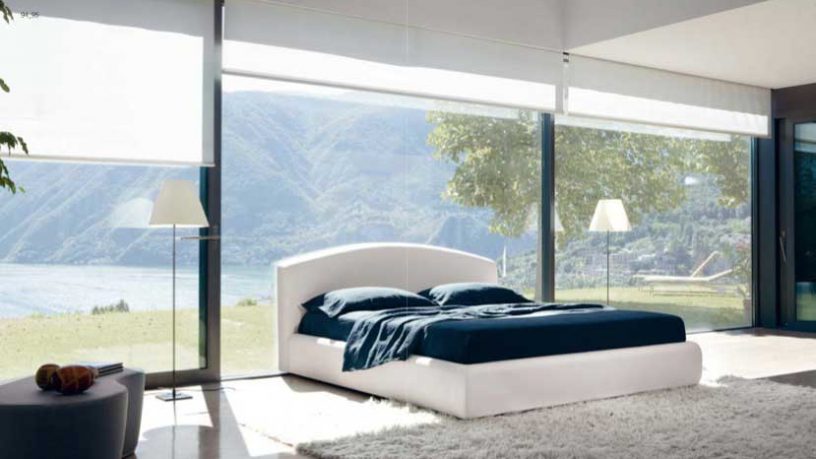 Cozy White Bedroom with Glass Wall Inspiration