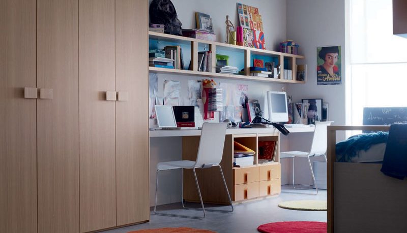 Double Study Desk and Computer Design for Kids