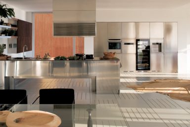 Large Kitchens with Stainless Steel Furniture Set