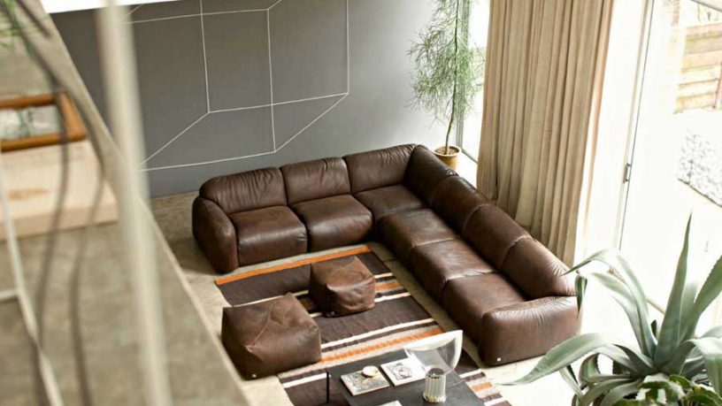 Luxury Brown and Beige Leather Sofas