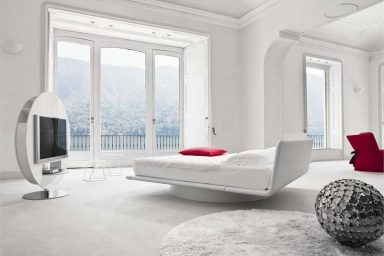Luxury White Red Bedroom with LCD TV