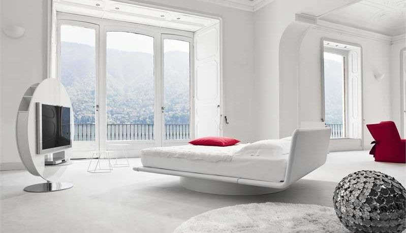 Luxury White Red Bedroom with LCD TV