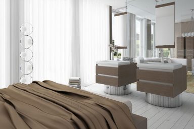 Modern Warm Bedroom with Sink
