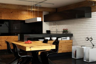 Urban Apartment Kitchen with Dining Table