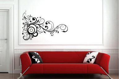 Wall Sticker Black on White Swirls in Blank Space