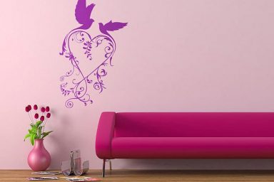Wall Sticker Purple Birds with Pink Sofa