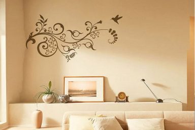 Wall Stickers Floral Motif in Cream Room