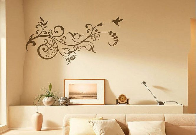 Wall Stickers Floral Motif in Cream Room