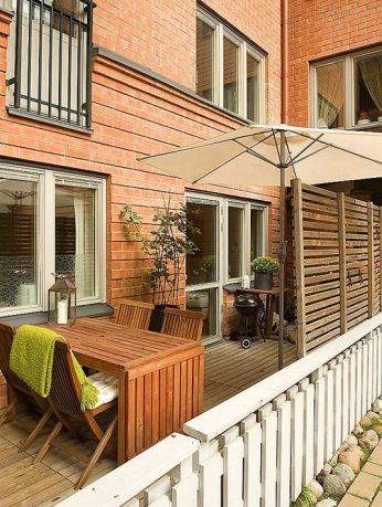 Apartment Outdoor Design with Wooden Floor Application