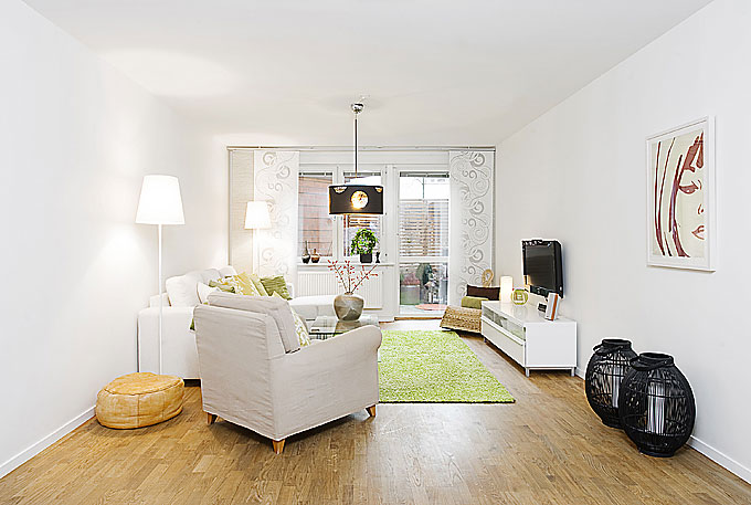 Beautiful White and Black Living Room Apartment