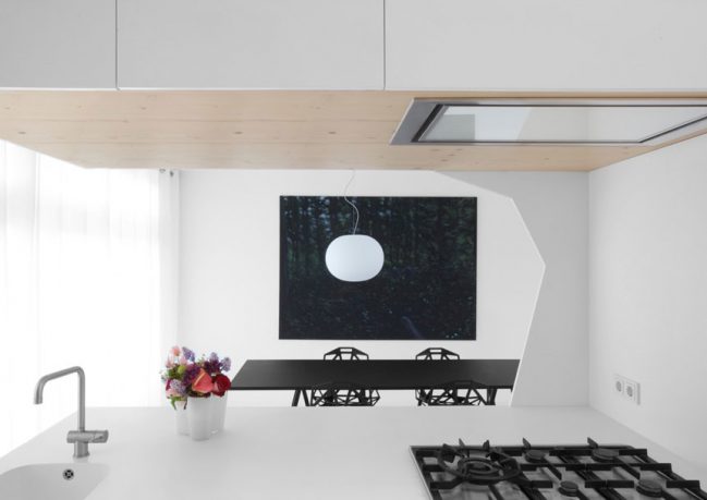 Clean Dining Room with Black Table