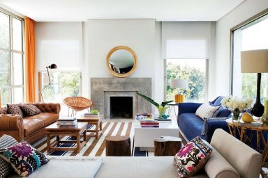 Comfort Living Room with Luxury soaf nad Fireplace