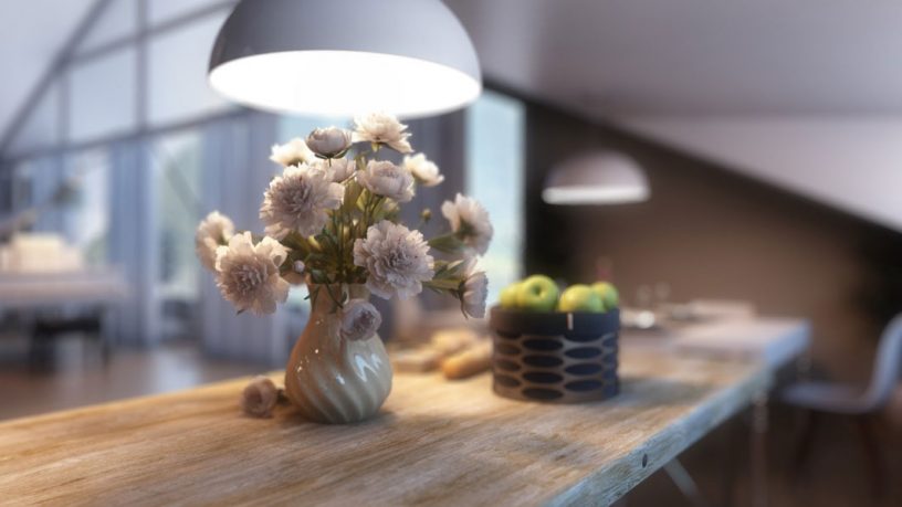 Detail on the Kitchen Table with Flower Decor