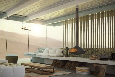 Home in Desert Lookout with Glass Wall