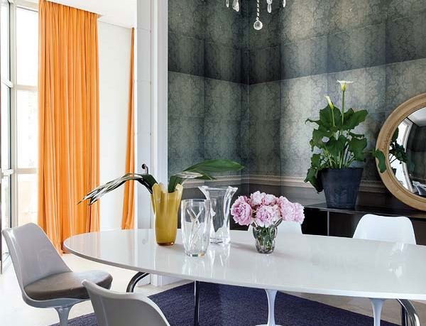 Luxury White Dining Room with Crystal Chandelier