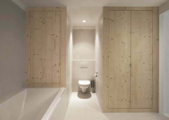 Modern Simple Bathroom with Wooden Storage