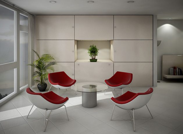 Minimalist White Red Seating Living Room Ideas