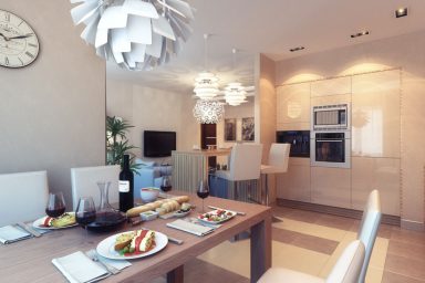 Modern Dining Area with Statement Ceiling Light Units Ideas